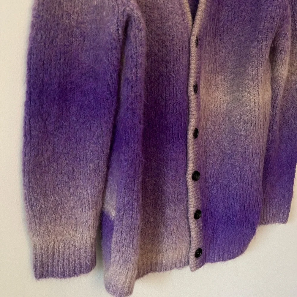 Tibi Ombre Purple and Cream Mohair Blend Cardigan - Picture 5 of 6